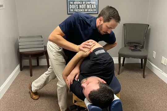 Chiropractor Macon GA Dusty Large Adjusting Patient